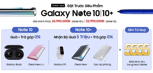 Nhiều quà tặng hấp dẫn khi mua Galaxy Note 10 