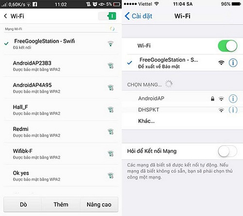 Thao tác quét rò thiết bị Wi-Fi trực tiếp trên smartphone