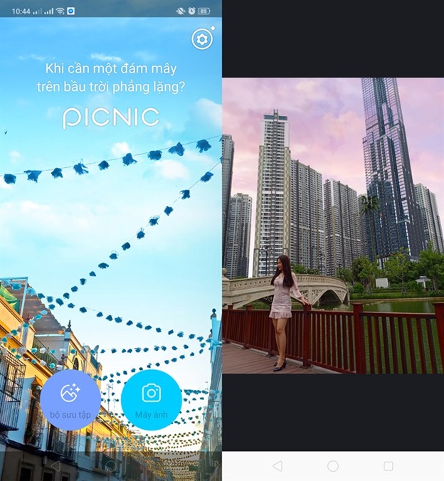 Mở ứng dụng và chọn ảnh muốn ghép mây