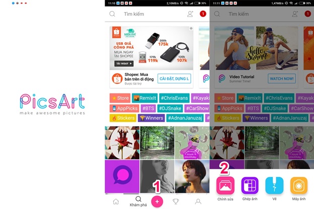 Ghép mây vào ảnh bằng ứng dụng PicsArt