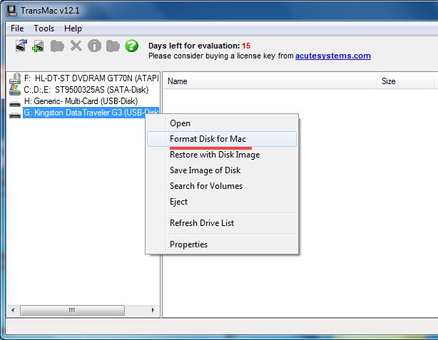 Dùng Transmac format usb
