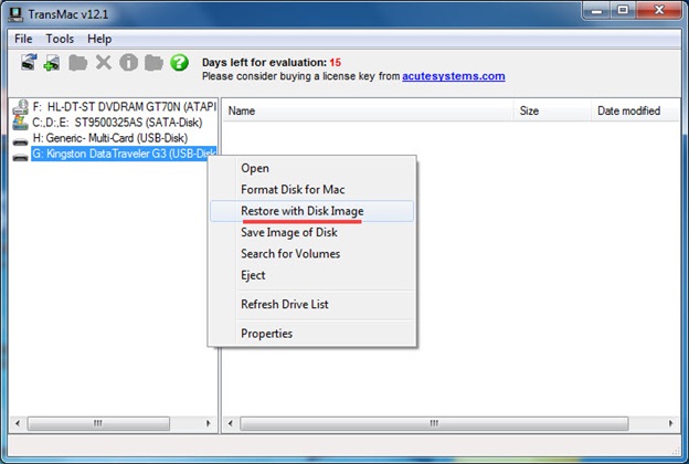 Chọn Restore with Disk Image