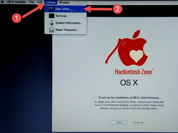 Mở chương trình Disk Utility