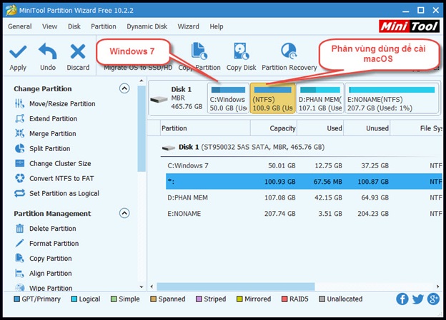 Các bước cần chuẩn bị để cài đặt mac OS cho laptop – Phân vùng ổ cứng