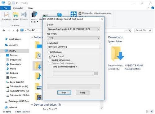 Format USB bằng HP USB Disk Storage Format Tool
