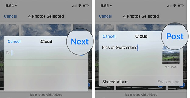 Nếu không muốn chia sẻ Album cho ai thì, bỏ qua phần nội dung gửi, ấn Next