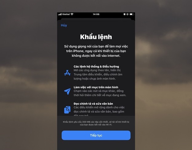 Lúc này cửa sổ giới thiệu tính năng Voice Control sẽ xuất hiện.