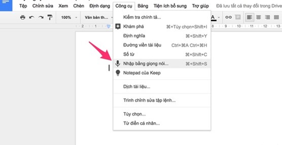 PC hay laptop cũng có thể thực hiện tính năng nhập liệu văn bản bằng giọng nói thông qua Google Docs