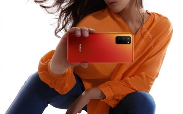 Honor V30 màu đỏ cam.