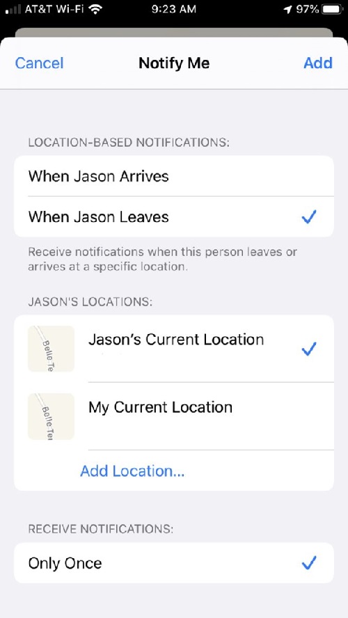 Hoàn tất tùy chính trong Find My.