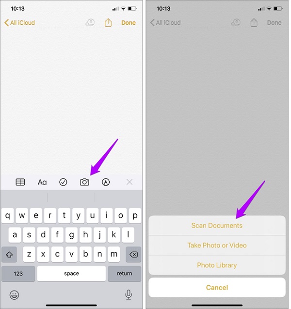 Chọn “scan Documents” để quét tài liệu. 