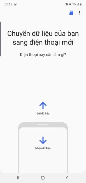Chọn Nhận dữ liệu để tiến hành chuyển dữ liệu
