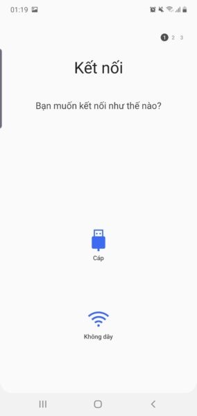 Chọn phương thức nhận dữ liệu thông qua Cáp