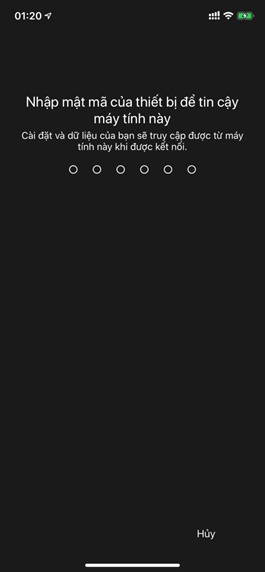 Nhập mật khẩu máy trên giao diện hệ thống iPhone