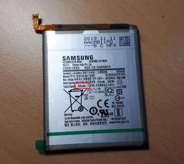 Dung lượng pin của Galaxy A71 sẽ là 4.500 mAh
