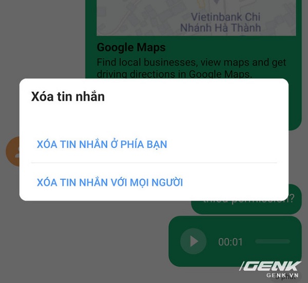 Tính năng xóa tin nhắn trên Vmessage