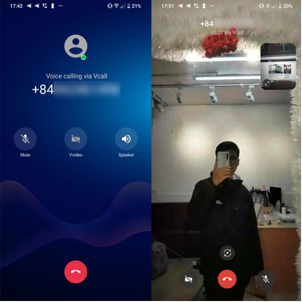 Thực hiện cuộc gọi âm thanh và gọi video miễn phí qua Vcall trên smartphone Vsmart
