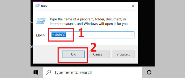 Nhập msinfo32 > OK