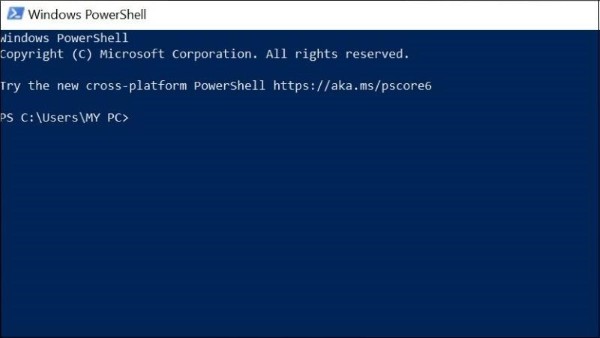 Mở giao diện PowerShell