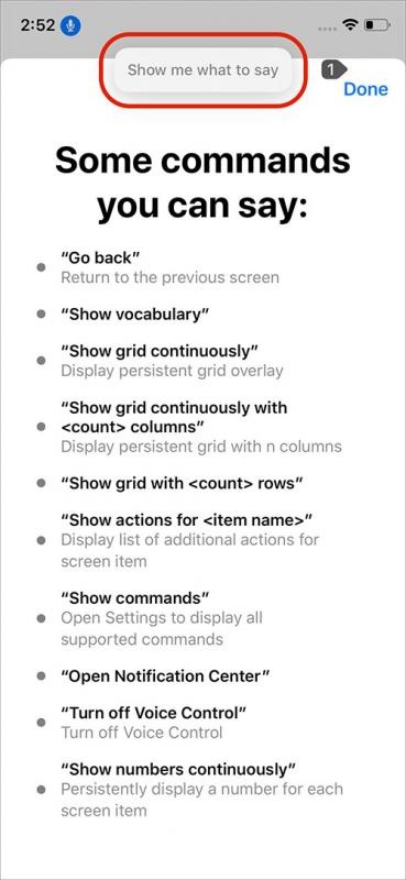 Danh sách các câu nói được hiển thị