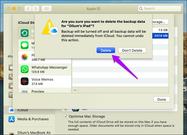 Bước 6: Xác nhận xóa backup và hoàn tất