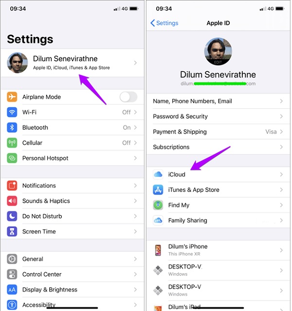 Bước 1: Vào Setting > Chọn Profile > Chọn iCloud