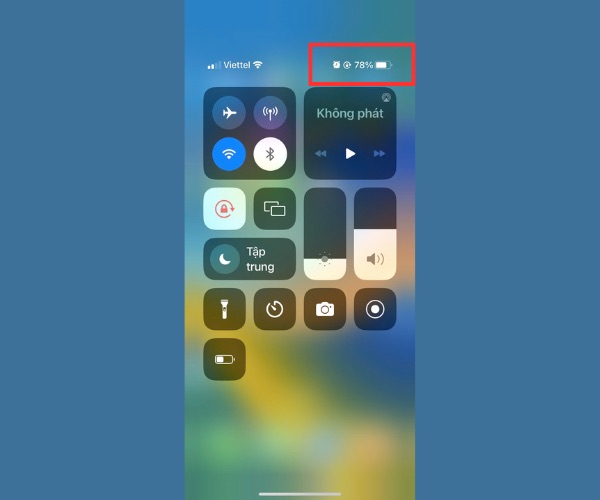Phần trăm pin hiển thị ở Trung tâm kiểm soát (Control Center)