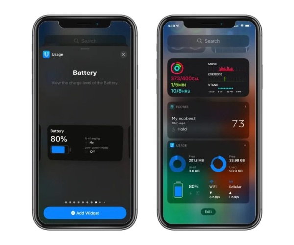 Theo dõi pin và phần cứng với Usage: System Activity Widgets tiện lợi trên màn hình chính
