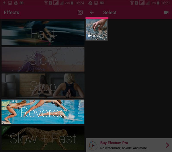 Ứng dụng Efectum trên điện thoại Android
