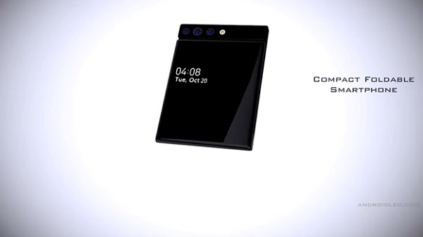 Samsung Galaxy Fold 2 gập ngược màn hình ra ngoài, hiển thị các ngày giờ và nội dung thông báo