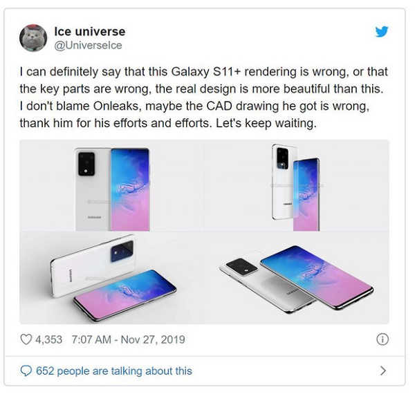 Thông tin xác nhận thiết kế Galaxy S11+ còn đẹp hơn ảnh render