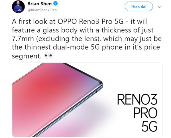 OPPO Reno 3 Pro 5G là chiếc smartphone 5G mỏng nhất thế giới, chỉ 7.7mm