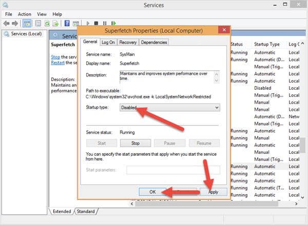Tắt dịch vụ Service Superfetch trên máy tính Win 10