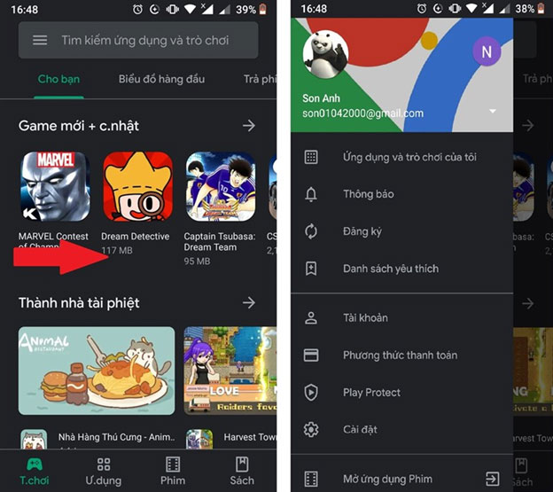 Mở Menu nhanh là 1 trong nhữngmẹo sử dụng Google Play nên biết