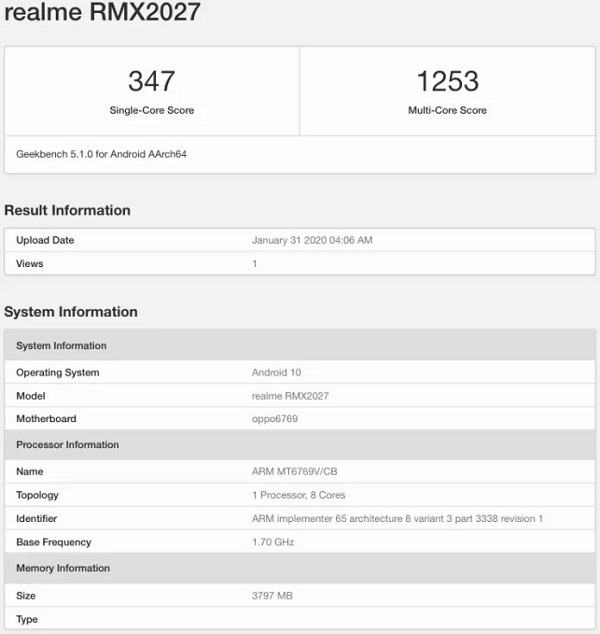 Thông tin rò rỉ về Realme 6