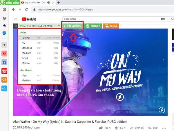 Cách đổi đuôi file trực tuyến từ video sang MP3 bằng trình duyệt Cốc Cốc