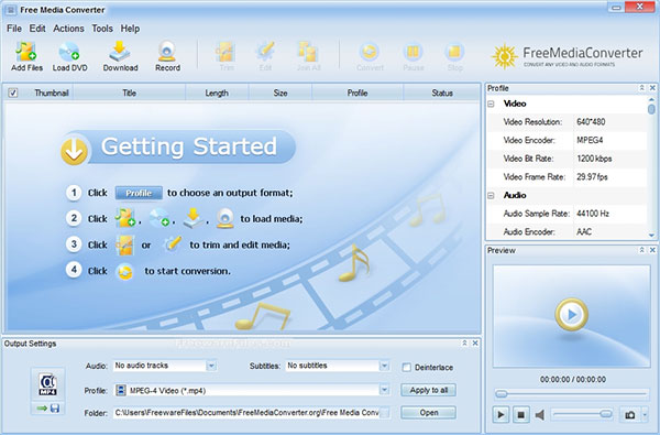Giao diện công cụ Free Media Converter đơn giản, dễ dùng