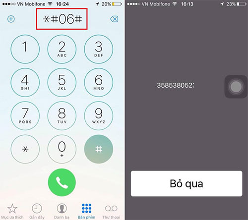 Kiểm tra IMEI bằng cách gọi điện.