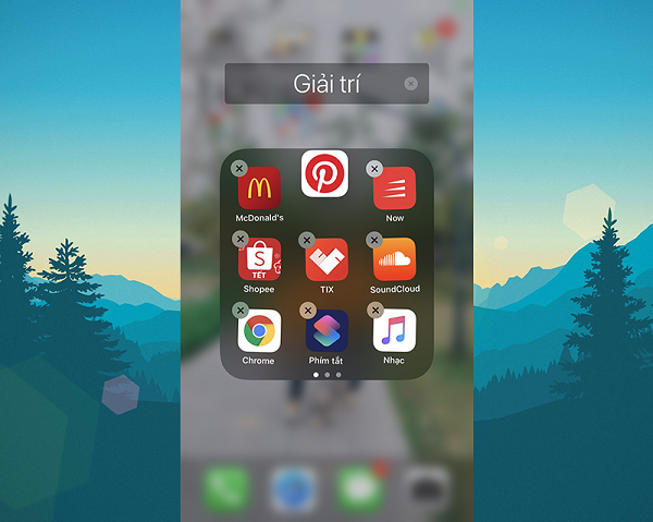 Nhấn và giữ biểu tượng X