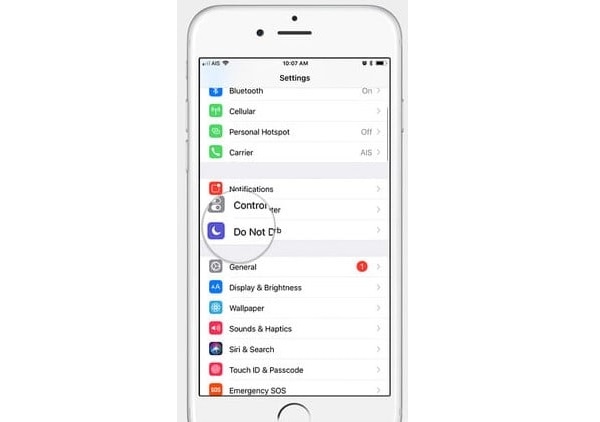 Chế độ “Do Not Disturb” trong mục “Cài đặt”