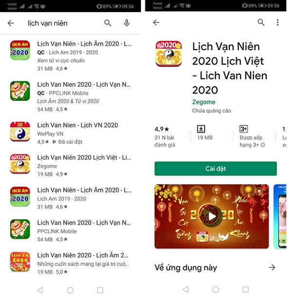 Cài đặt lịch Vạn Niên cho smartphone