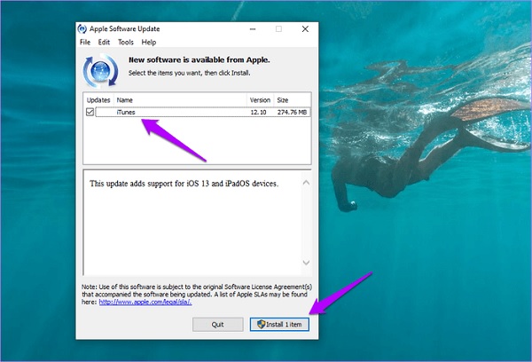 Sử dụng phần mềm Apple Software Update