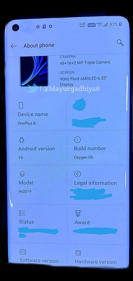 Hình ảnh thực tế OnePlus 8 rò rỉ