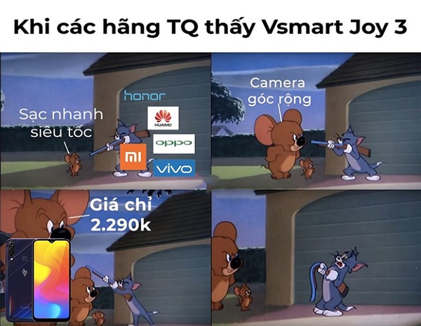 Một ảnh chế về Vsmart Joy 3 và các thương hiệu điện thoại khác