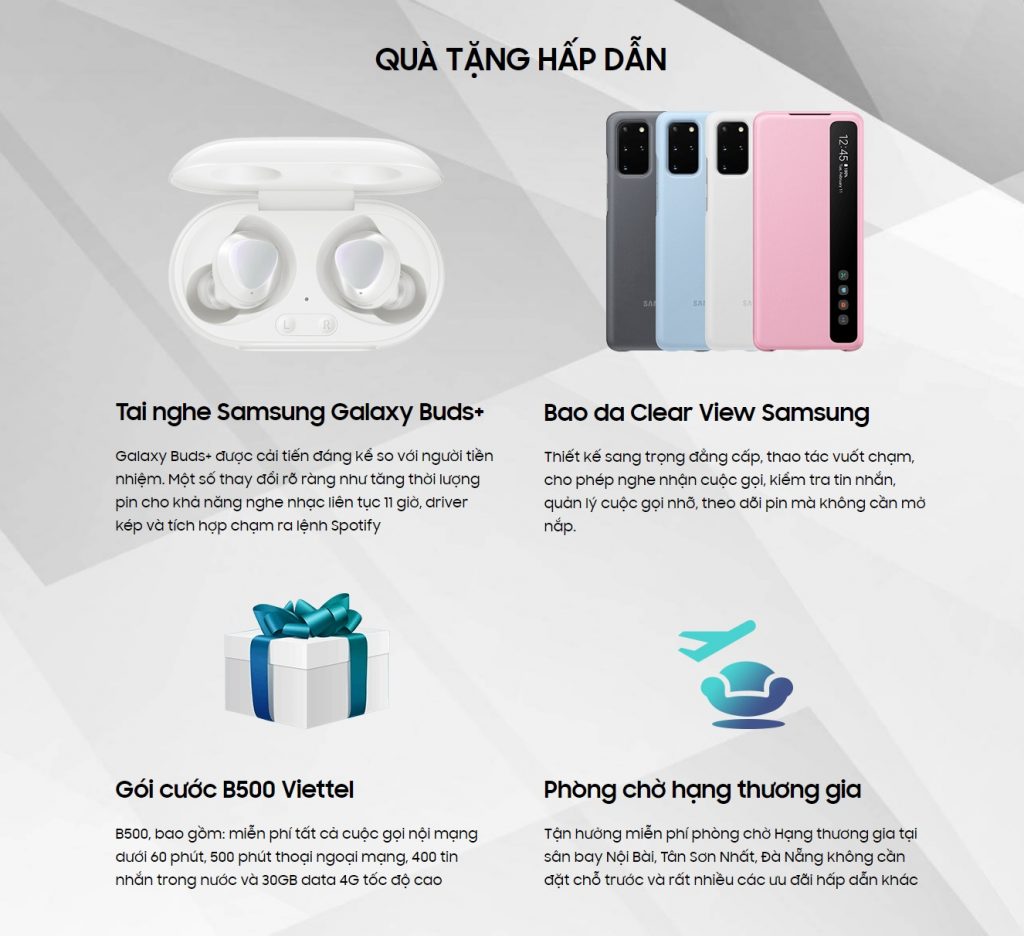 Đặt mua trước Galaxy S20 series tại Viettel Store để nhận ngay bộ quà công nghệ trị giá lên tới 4,5 triệu đồng