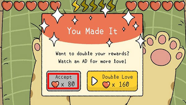 Hoàn thành 1 nhiệm vụ được tặng thêm tim.