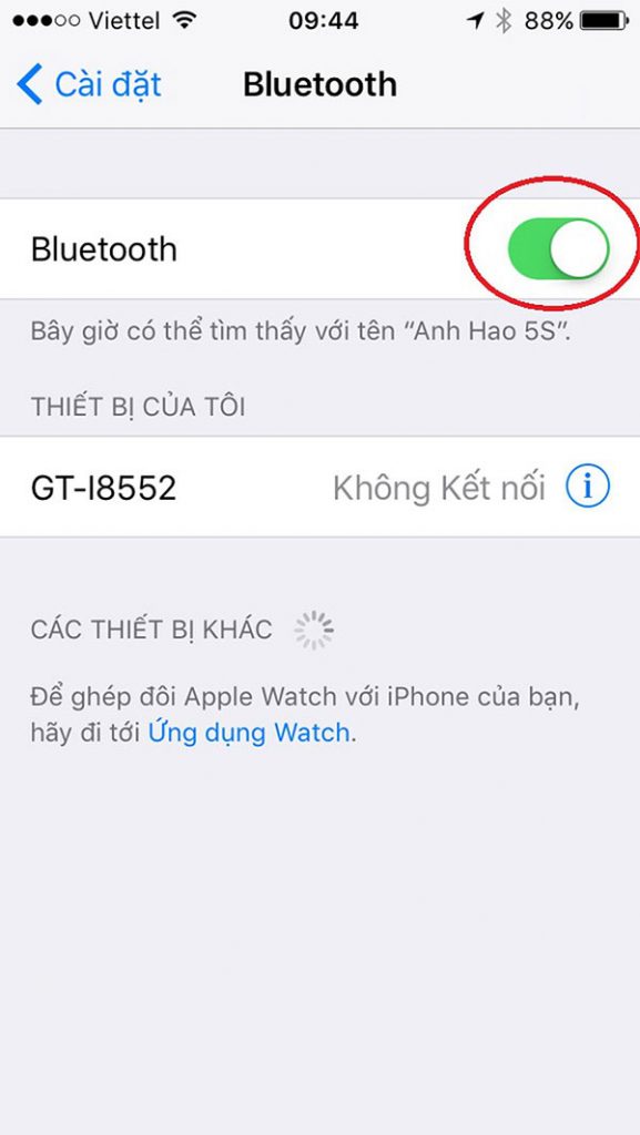 Tìm Bluetooth trong phần Cài đặt của máy và bật nó sang chế độ On