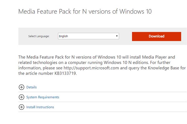 Công cụ Media Feature Pack hỗ trợ khắc phục lỗi kết nối