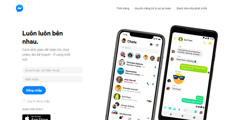 Giao diện Messenger.com có thể sử dụng trên điện thoại hoặc máy tính