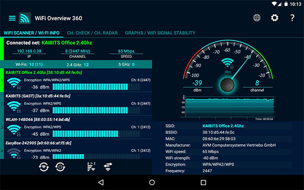 WiFi Overview 360 giúp người dùng tìm kiếm và kết nối wifi tốt hơn